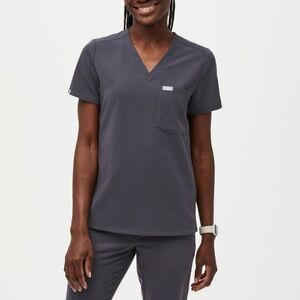 Wearfigs Caterina One Pocket Scrub Top - Charcoal- XS